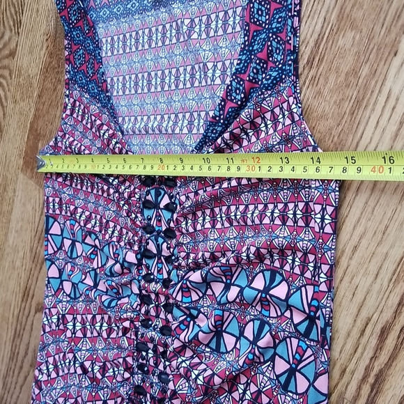 (XS) Jockey Person to Person Geometric Design Ruched Beaded Fancy Tank Top - Picture 5 of 8